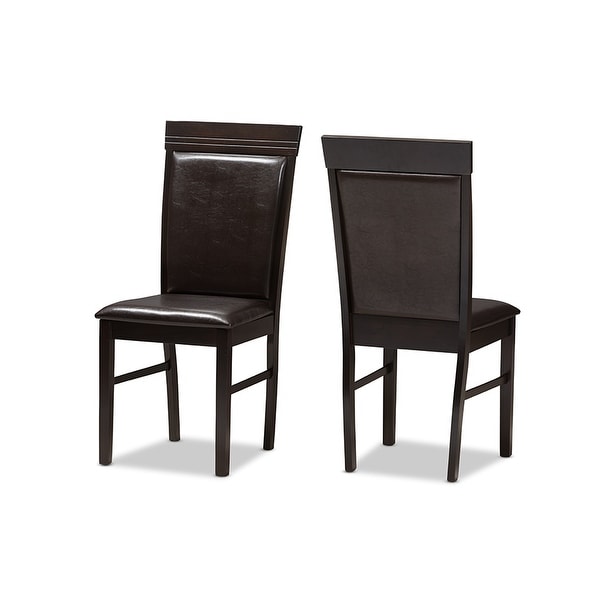 Thea Dark Brown Faux Leather Upholstered Dining Chair 2pcs Thea Dark Brown Faux Leather Upholstered Dining Chair 2pcs