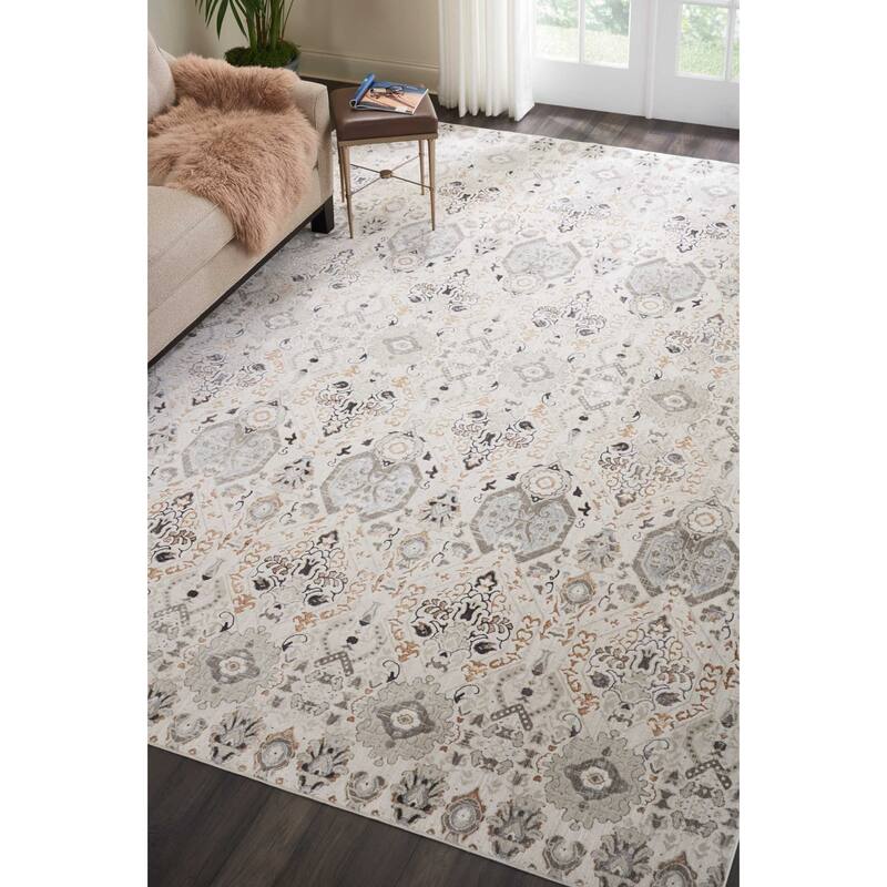 Silver Screen Floral Modern Area Rug