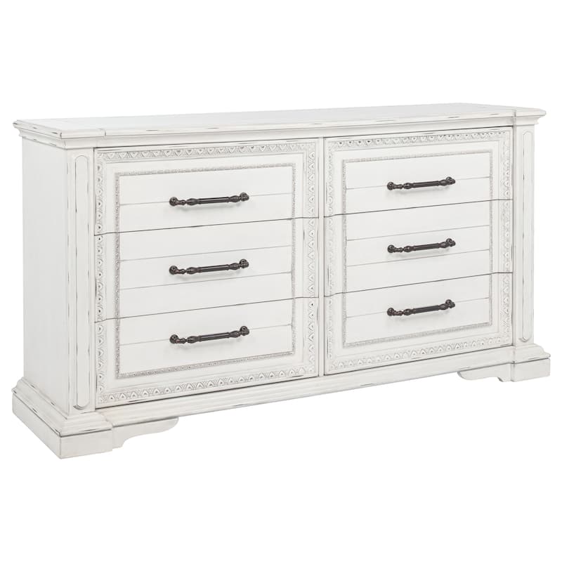 McKinney 6-drawer Bedroom Dresser with Mirror Vintage White - Dresser