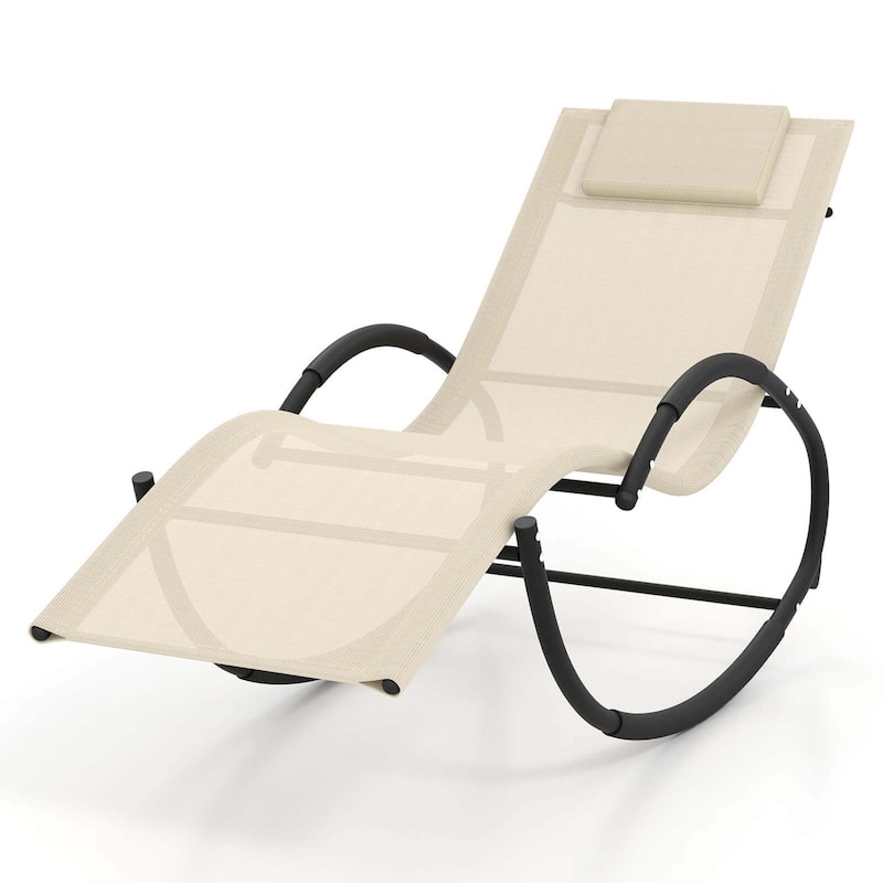 1/2 PCS Outdoor Zero Gravity Chaise Lounge Rocking Lounge Chair - 1 pcs Beige