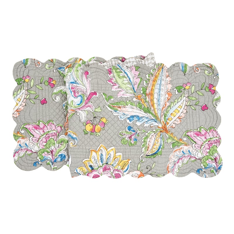 51" x 14" Frey Quilted Reversible Colorful Paisley Table Runner