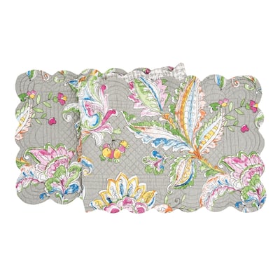 51" x 14" Frey Quilted Reversible Colorful Paisley Table Runner