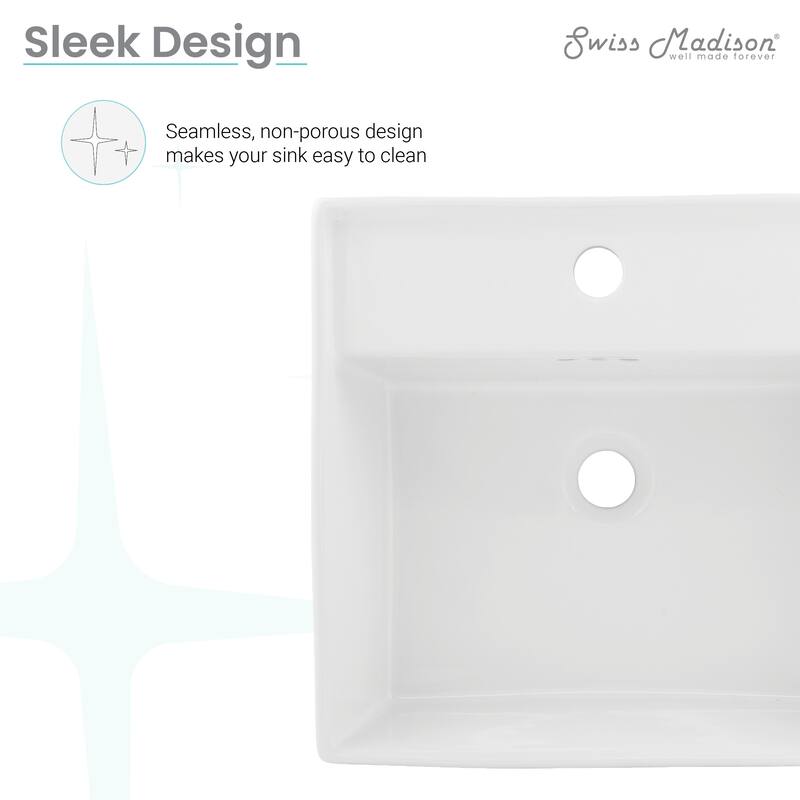 Strasbourg 16.5" Square Wall-Mount Bathroom Sink - 16.8" x 16.8" 16"