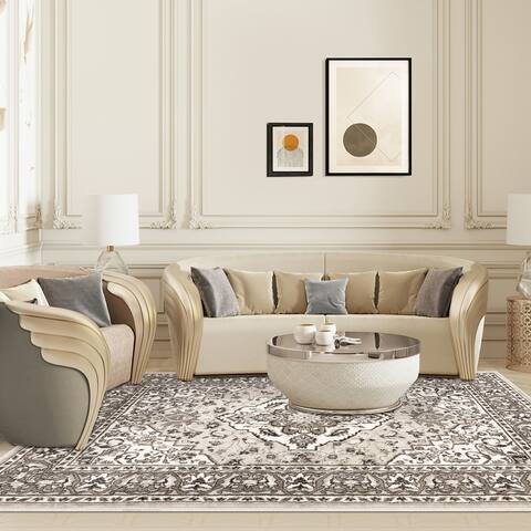 Miranda Haus Traditional Oriental Floral Medallion Indoor Area Rug