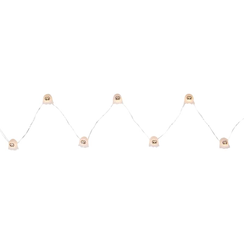 10-Count LED Halloween Ghost Fairy Lights, 6.5 ft Silver Wire