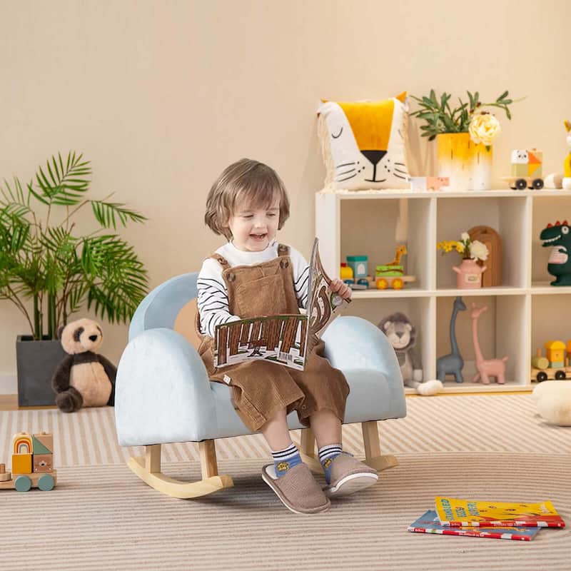 Costway Toddler Rocking Chair Children's Upholstered Velvet Rocker - See Details