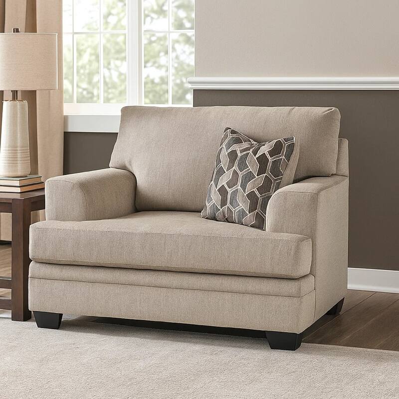 Ead Oversized Accent Chair, 1 Accent Pillow, Taupe Brown Polyester