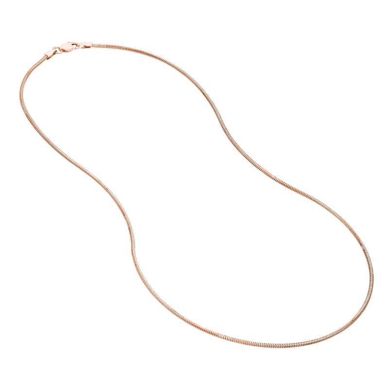 Curata 14k Rose Gold 1.4mm Lite Snake Chain Necklace (Lobster)