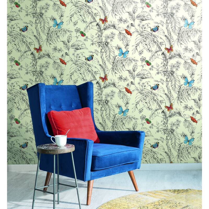Butterflies Papillon Wallpaper 27 in. x 27 ft. 60.75 sq.ft. - 7 in. x 27 ft. = 60.75 sq.ft.