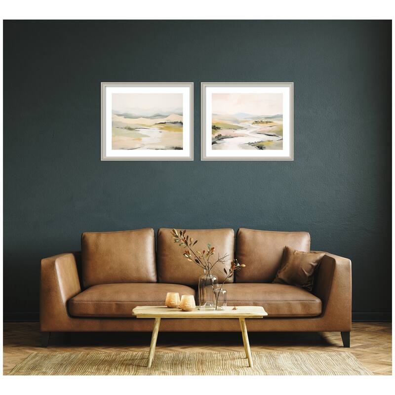 Kate and Laurel Tranquil Landscape No. 1 & No. 2 2 Piece Framed Wall Art Print Set by Amy Lighthall