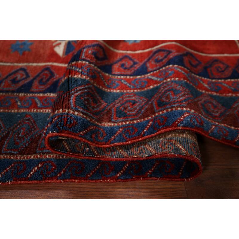 Kazak Vegetable Dye Antique Area Rug Handmade Tribal Wool Carpet - 5'3" x 8'0"