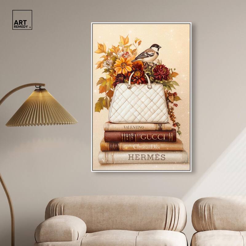Little Bird Fall Flowers Glam Canvas by Art Remedy