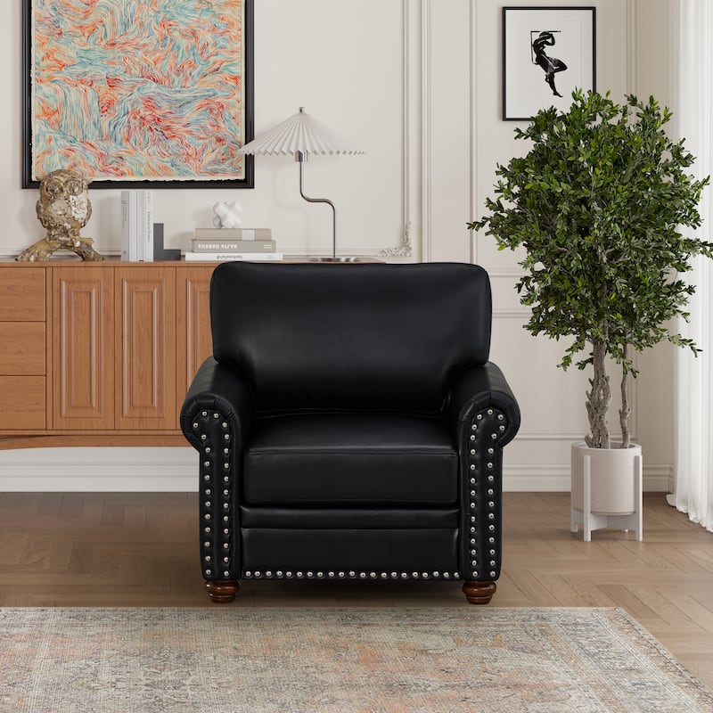 Modern Living Room Sofa with Wood Leg - Black - 1 Seat