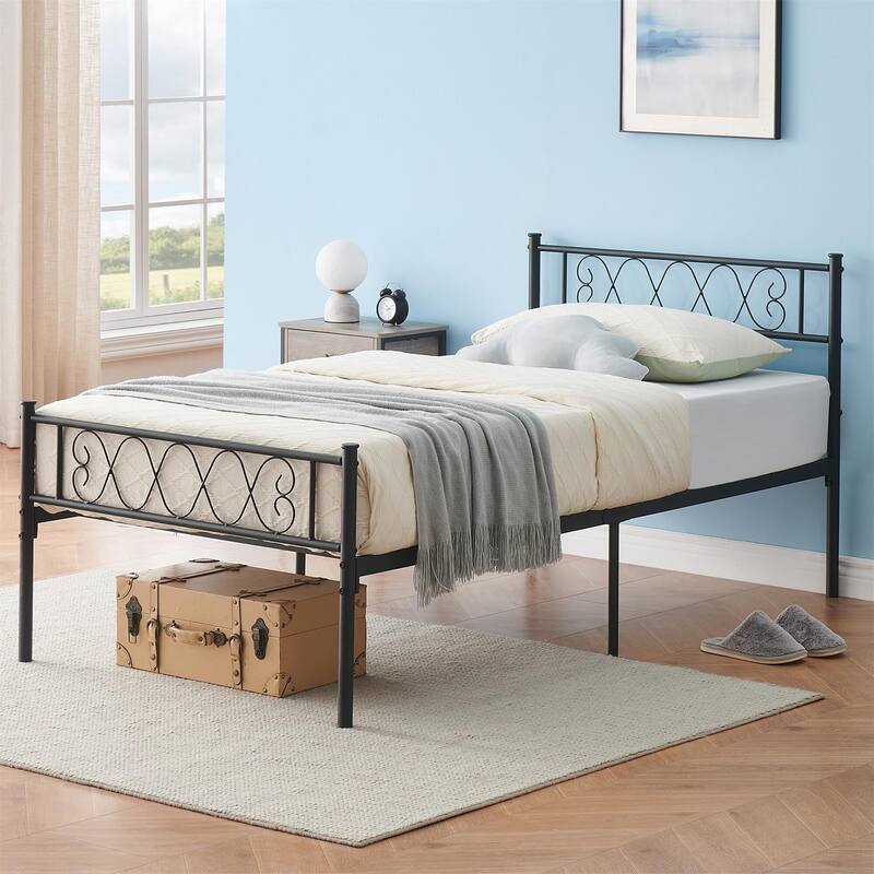 Bed Frame with Headboard and Footboard for Girls and Boys