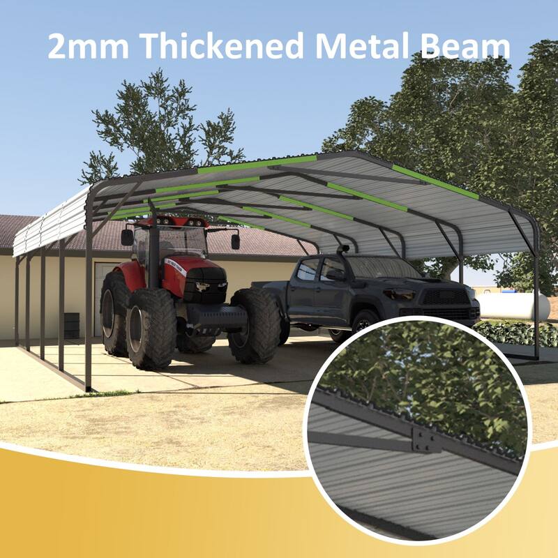 VEIKOUS Metal Carport, Heavy Duty Steel Carport Garage and Shelter, White