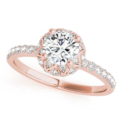 Auriya 14k Rose Gold Lab Grown Round Diamond Halo Engagement Ring 0.50 to 5.00 ct. tw. (F-G VS)