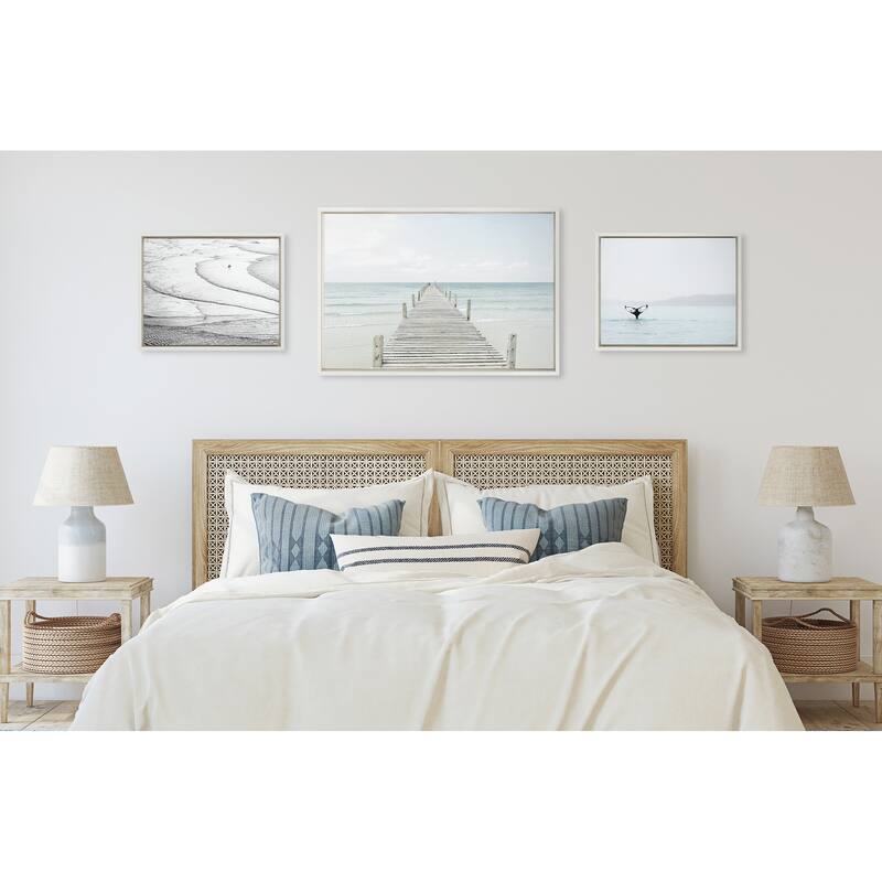 Kate and Laurel Sylvie Ocean Beach Framed Canvas Set - Gray