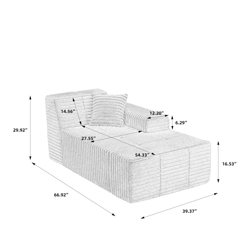 Plush Oversized L-Shape Chaise Lounge