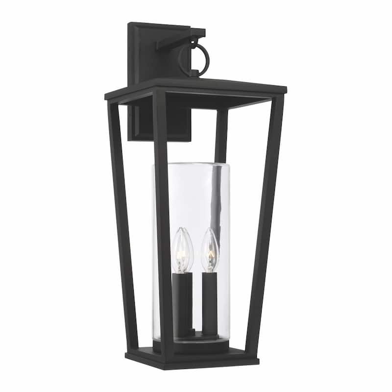 Elliot Black Outdoor Wall Lantern w/ Clear Glass - 3-light/23.75"H x 9.25"W