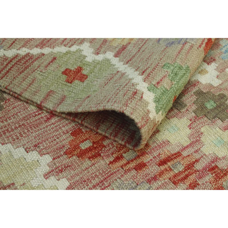 Sun Faded Flatweave Saul Brown/Red Rug - 6'7" x 9'7"