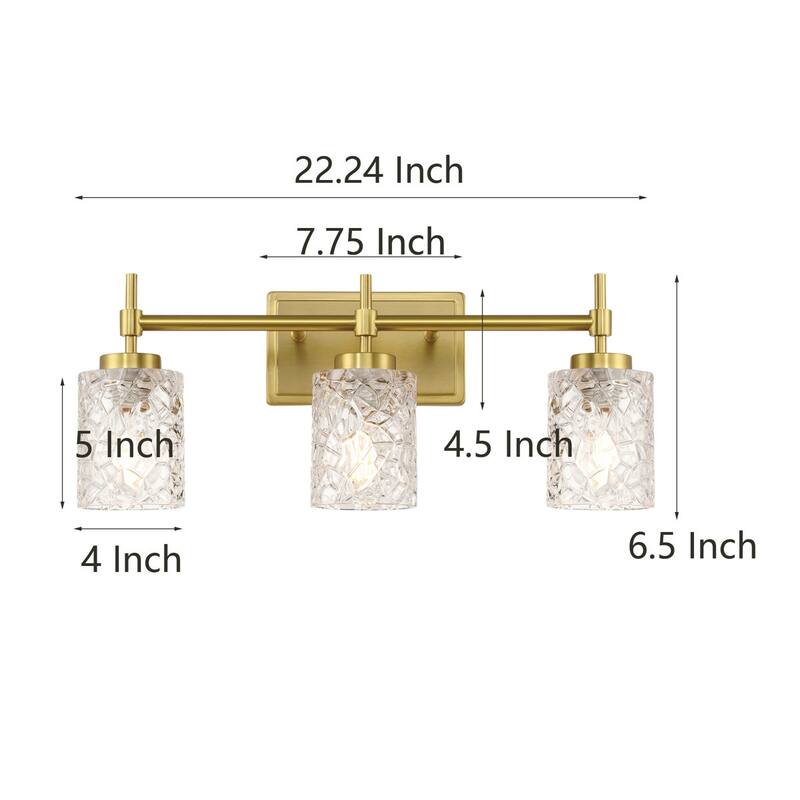 Acroma Dimmable Bathroom Vanity Light with Water Ripple Clear Shade