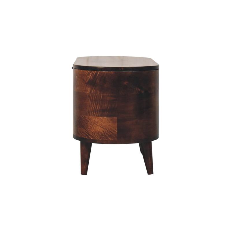 Artisan Furniture Solid Wood California Walnut Rounded Lid up Blanket Box, Brown With Storage - N/A