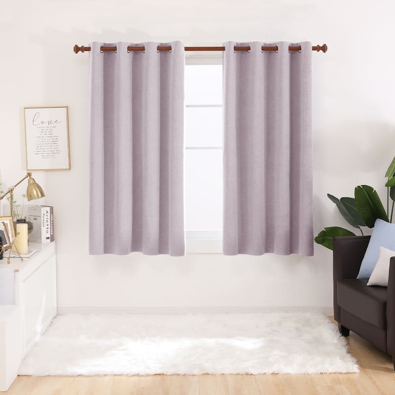 Deconovo Total Blackout Faux Linen Curtains 2 Panels - 52W x 63L - Light Pink