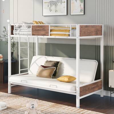 Ful Metal Bunk Bed/Twin-Over-Futon with Guardrails & Ladder