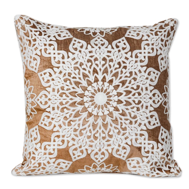 Novica Handmade Floral Greetings Embroidered Cushion Covers (Pair)