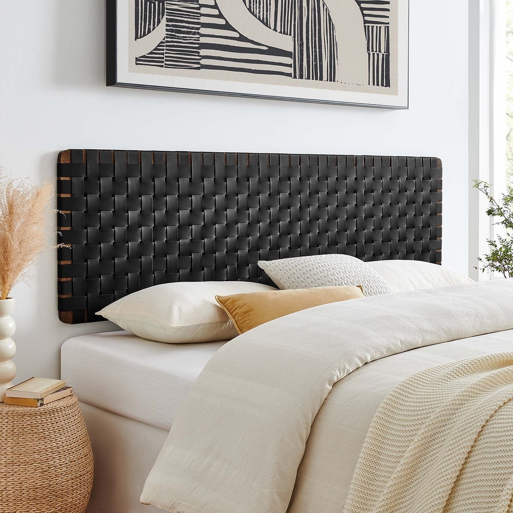 Sparta Wall-Mount Twin/Full/Queen/King Vegan Leather Weave Headboard