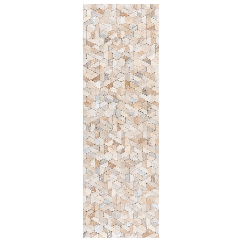 SAFAVIEH Hand-Woven Studio Leather Miludia Modern & Contemporary Leather Rug - 2'3" x 7' Runner