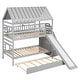preview thumbnail 4 of 22, Twin Over Twin House Bunk Bed with Slide & Trundle, Solid Wood Bunk Bed Frame w/Storage Staircase, Roof & Window for Kids, Teens