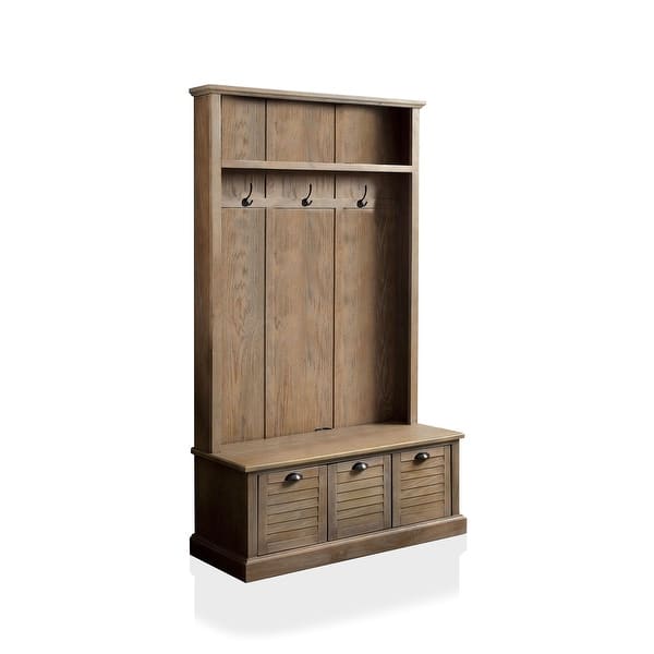 Miba Rustic Grey Wood Hall Tree with Storage Bench by Furniture of
