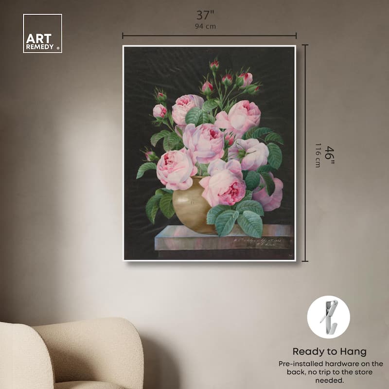 Pink Roses in a Vase Canvas by Art Remedy