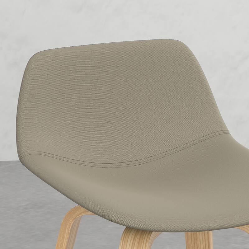 Set of 2 Harvard Bentwood Bar Stools with Curved Back and Upholstered Seat, Mid-Century Modern Design