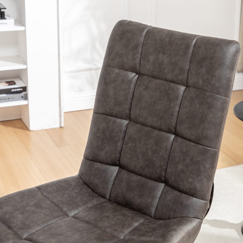 Faux Leather Tufted Swivel Accent Chair, Adjustable Height