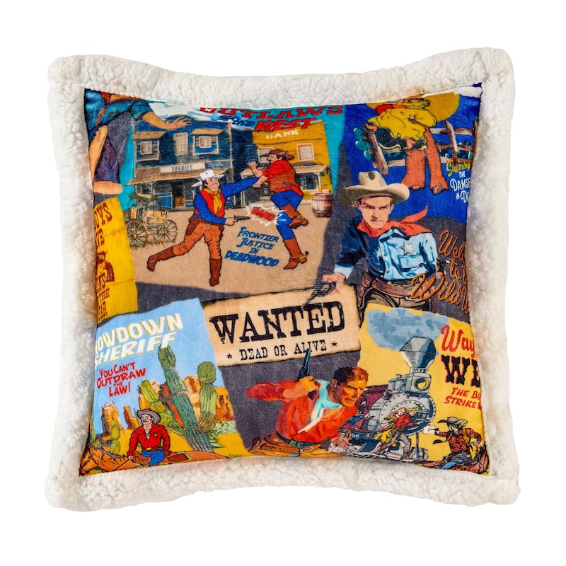 Indigo Hill by HiEnd Accents Campfire Sherpa Fleece Decorative Pillow, 18"x18"