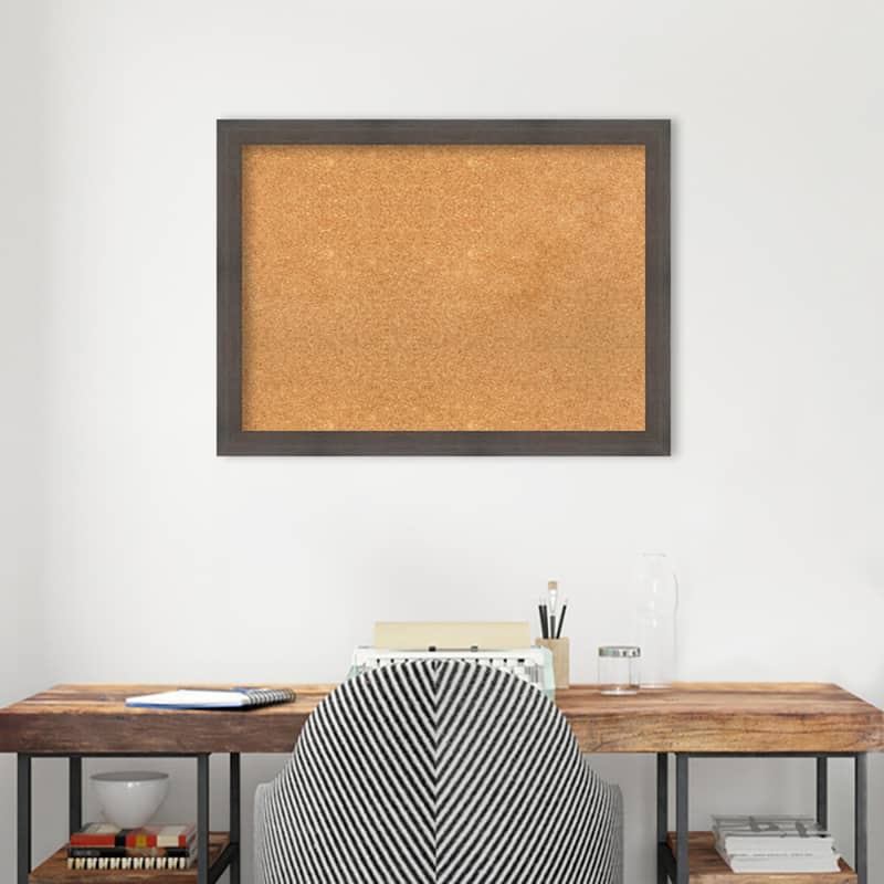 Hardwood Narrow Wood Framed Natural Corkboard Bulletin Board