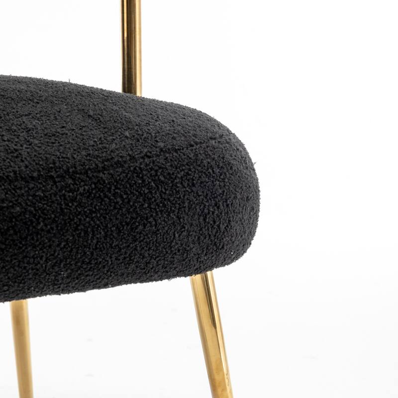 SEYNAR Modern Glam Upholstered Comfy Open-Back Accent Vanity chair with Golden Legs