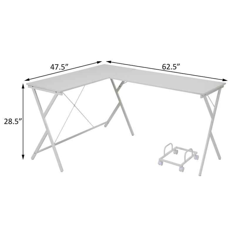 Efficient Corner L-Shaped Desk with Spacious Work Area, Sturdy X-Frame Design, and CPU Holder for Office Use