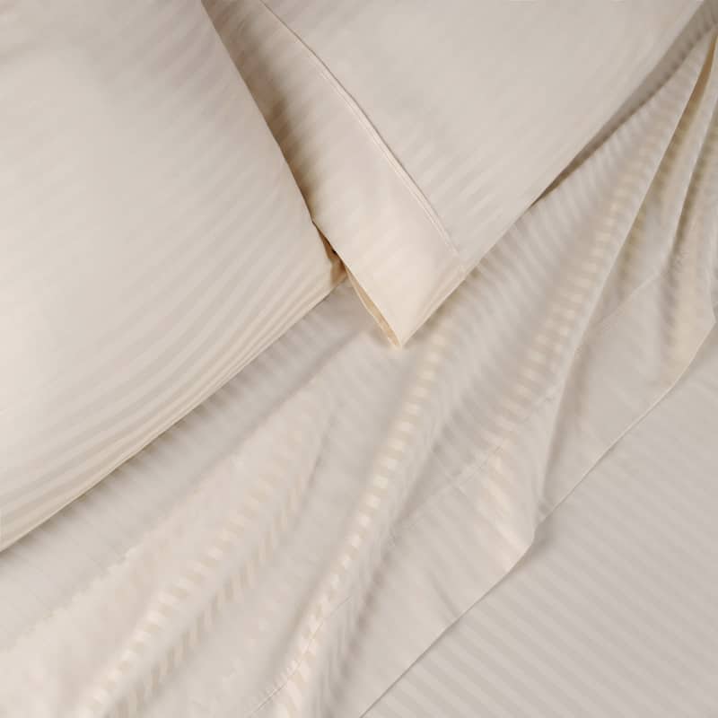 Superior Egyptian Cotton 300 Thread Count Stripe Deep Pocket 4 Piece Bed Sheet Set