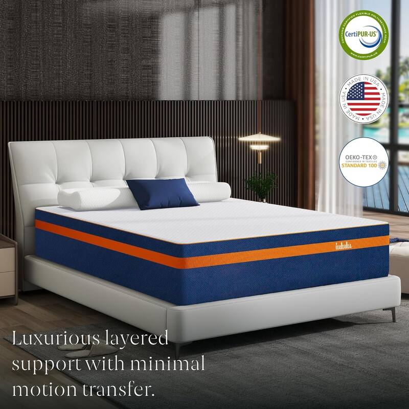 14 inch Memory Foam Mattress, Gel Mattress for Cool Sleep & Pressure Relief, Mattress-in-a-Box