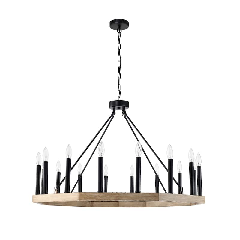 Kreka 37 Inch Wagon Wheel Farmhouse Modern Chandelier 16-Light