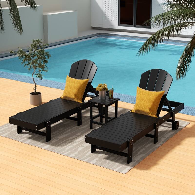 Polytrends Laguna Hdpe All Weather Outdoor Patio Pool Reclining Armless Chaise Lounges (3-Piece Set)