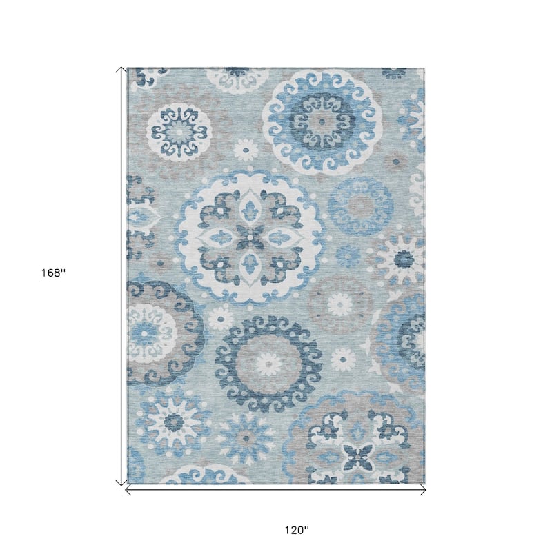 HomeRoots Floral Medallion Transitional Rectangle Outdoor Rug