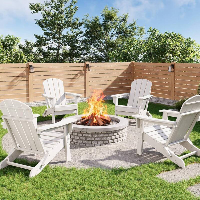 Outdoor Folding Adirondack Chairs, All-Weather Firepit Chair for Patio, Garden, Deck & Lawn - N/A