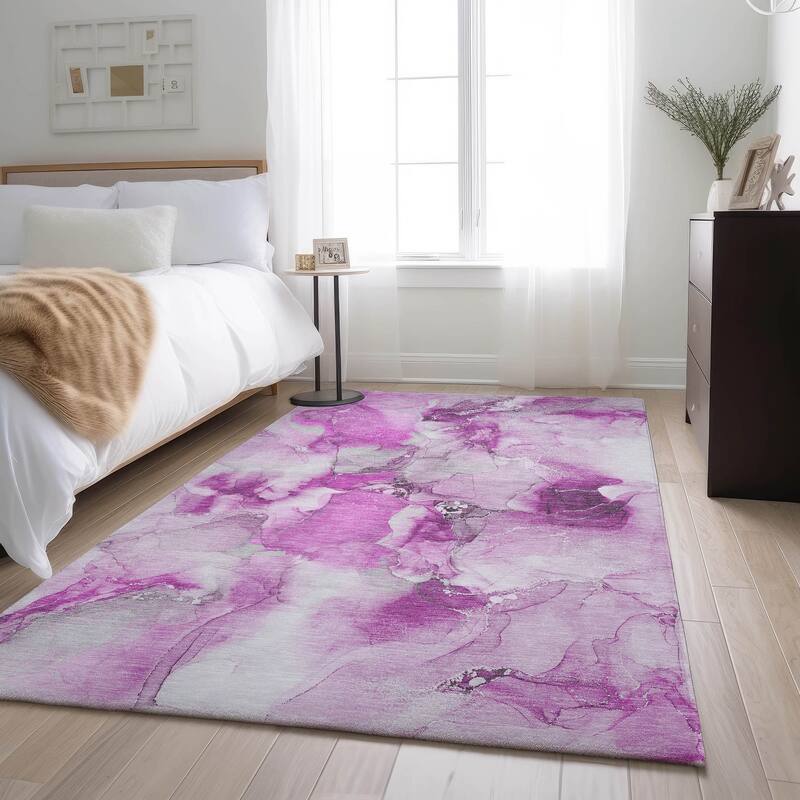 Premium Washable Super Soft Watercolor Abstract Mayfield Rug - Pink - 3' x 5' - Rectangle
