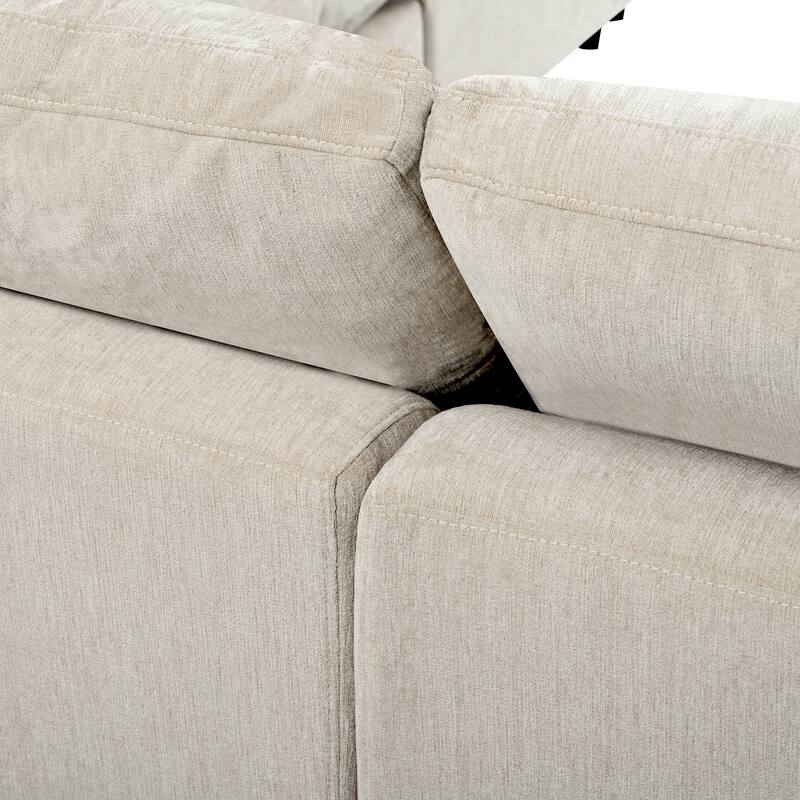 Oversized Modular Sectional Sofa, 7 Seater Corner Sofa, L-Shape Sofa Set with Movable Ottoman, Plush Chenille Fabric Large Sofa