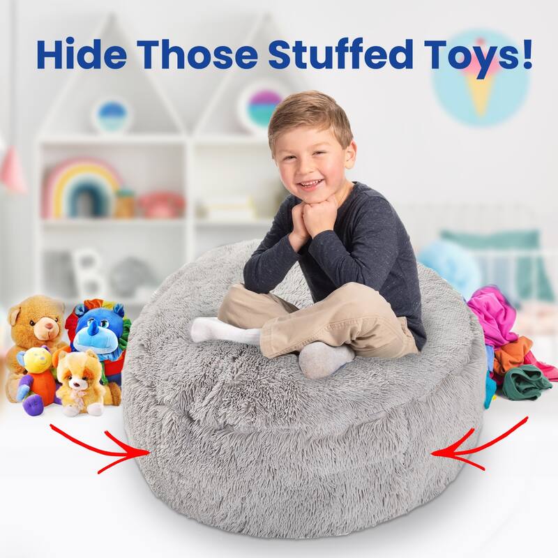 Cheer Collection Shaggy Bean Bag and Stuffed Animal Storage Case