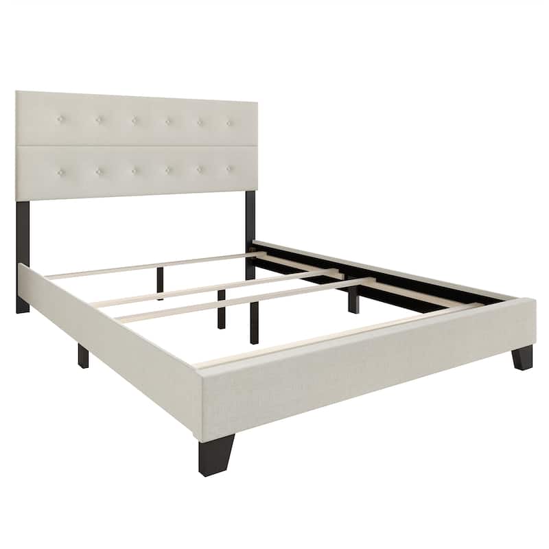 CraftPorch Luxury Button Tufted Upholstered Linen Bed